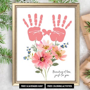Valentines Day Handprint Flower Craft| Love Handprint Art| Class Valentines Crafts DIY Toddler Baby Keepsake Gift Preschool Daycare Activity
