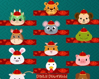 Lunar New Year Crown Paper Craft Activity, Chinese Zodiac Animal Headband Craft, Year of the Horse Kids Activity, Chinese New Year Party Hat