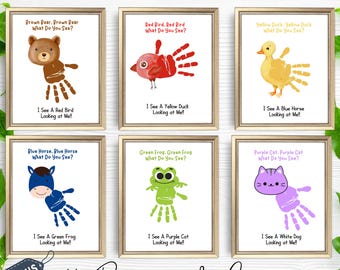 Animal Handprint Art Craft| My Handprint Coloring Book for Kids, Preschool Footprint Art Craft |Pre k Tracing Letters| Daycare Memory Book