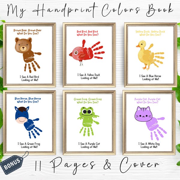 Animal Handprint Art Craft| My Handprint Coloring Book for Kids, Preschool Footprint Art Craft |Pre k Tracing Letters| Daycare Memory Book