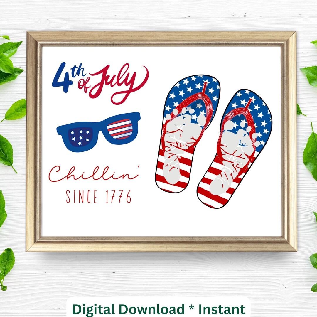 4th of July Handprint Art Flip Flops Chillin' Footprint Art4th of July