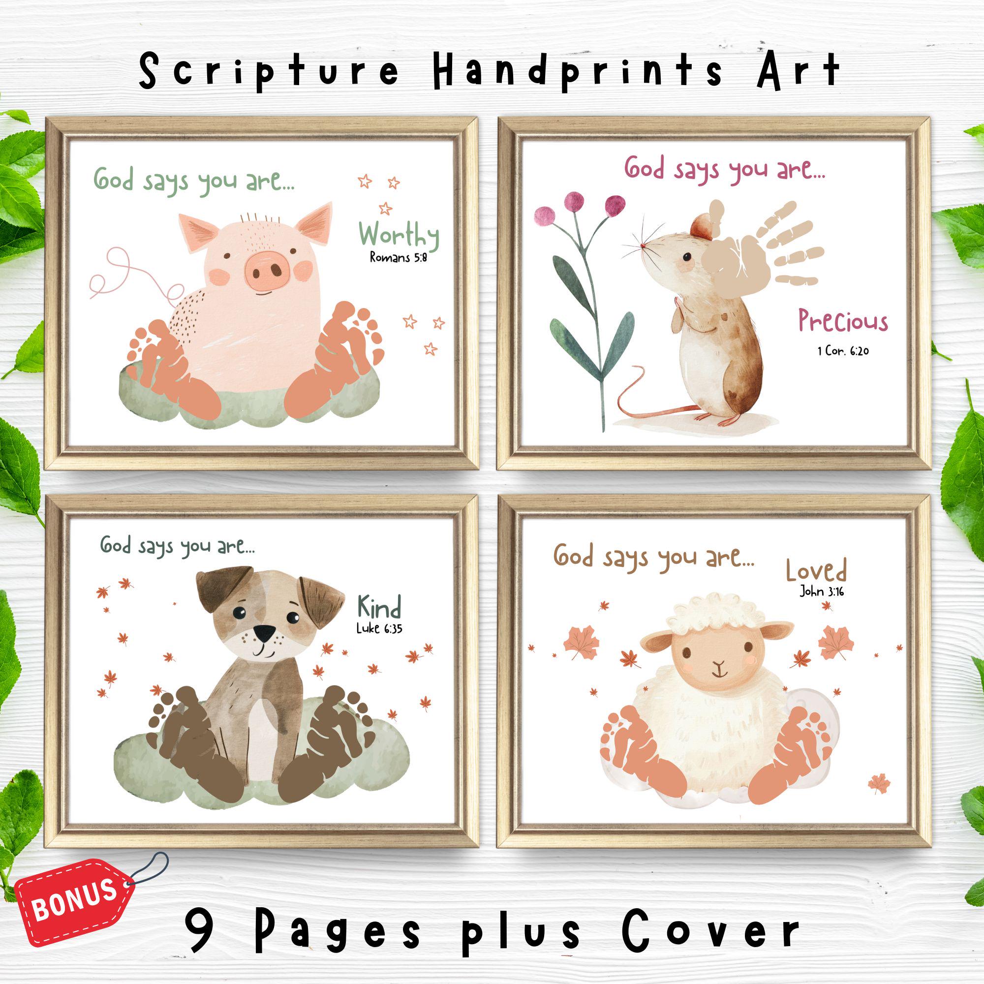 Scripture Handprint Art Craft| Preschool Bible Verse Footprint Craft for Kids Homeschool Learning| Sunday School Memory Verse PreK Printable