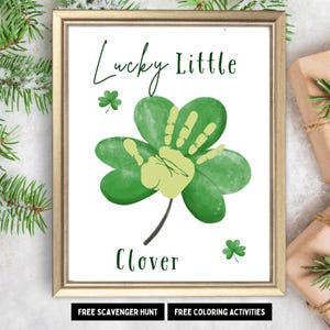 St Patrick's Day Handabdruck DIY Craft| Glücksklee Handabdruck Kunst | Pre k Shamrock Footprint Karte | Baby Erinnerungsbuch | Kleinkind Tagesaktivität