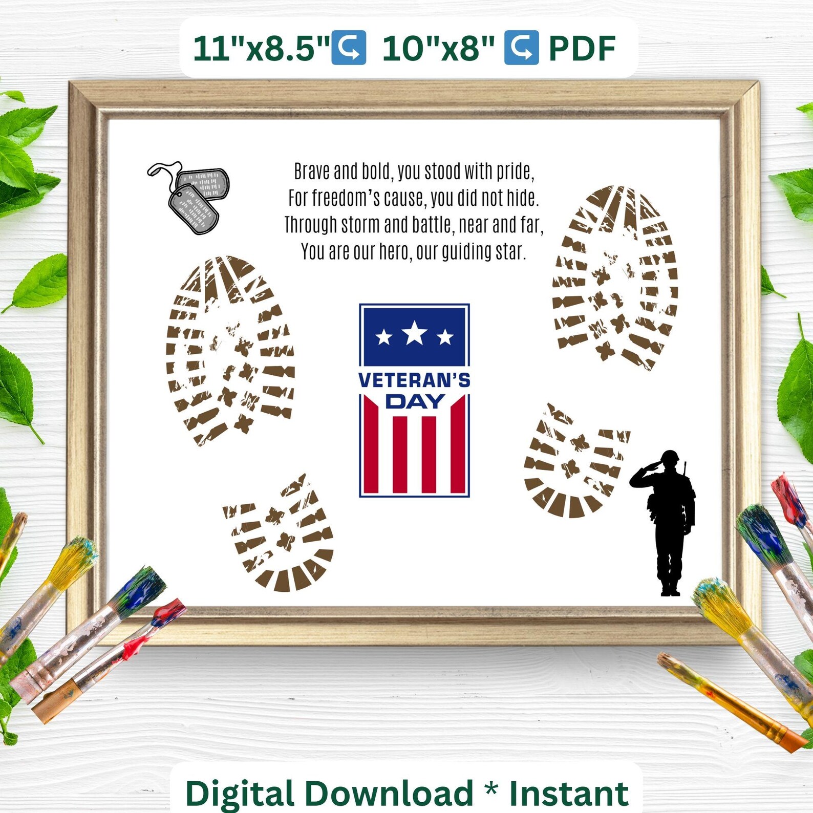 Veterans Day Handprint Art Craft| DIY Card Patriotic Sign Poem Keepsake ...