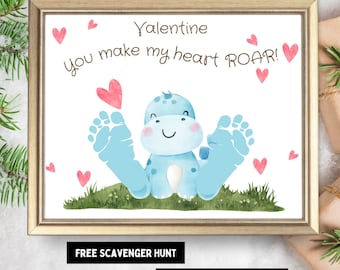 Valentines Day Handprint Craft| Dinosaur Love You Handprint Art for Preschool Daycare Activity| Toddler Keepsake Kids DIY Grandma Baby Gift