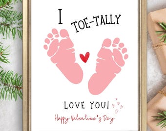 Liebe Handabdruck Kunst | Ich liebe dich Valentine Footprint Craft| Klasse Valentinstag Handwerk DIY Kleinkind Baby Andenken Geschenk | PreK Kindertagesstaetigkeit