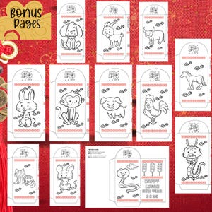 Rode envelop kleurplaat nieuwjaar maanjaar| Chinees Nieuwjaar van de Slang 2025| Dierenriem dieren Lucky Money Craft| DIY-voorschoolse activiteit