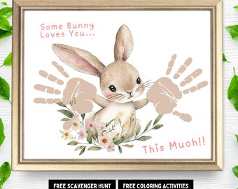 Bunny Handprint Art| Some Bunny Loves You Baby Handprint Craft Easter Keepsake Kit| PreK DIY Gift| Memory Book| Toddler Daycare Art Activity