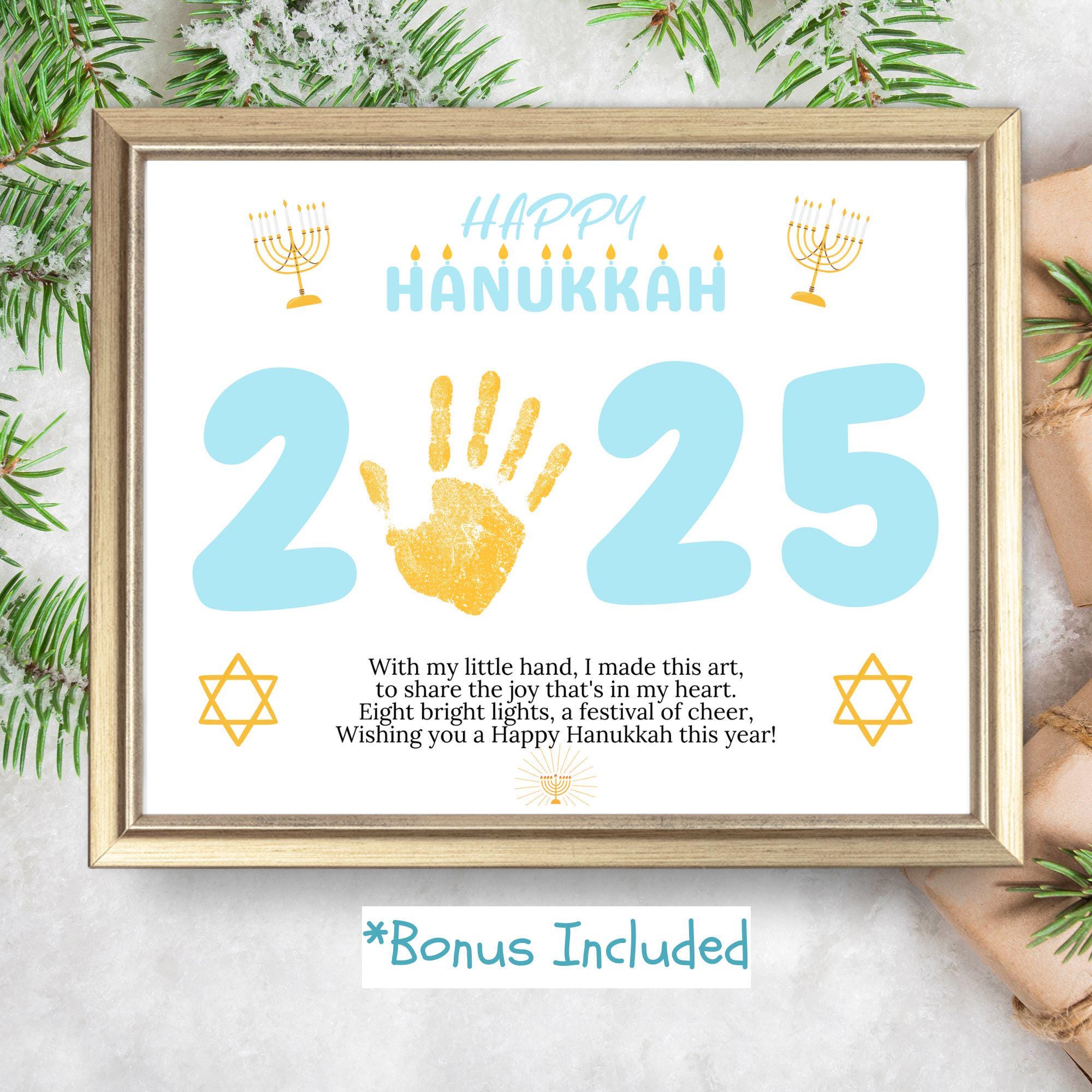 Hanukkah Handprint Craft 2025 Printable, Jewish Holiday Kids Art,…