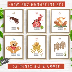 Artesanato de arte de livro com impressão manual ABC | Livro do alfabeto fônico para crianças artesanato com pegadas de animais de fazenda | Rastreamento de letras pré-k | Livro de memória do alfabeto faça você mesmo