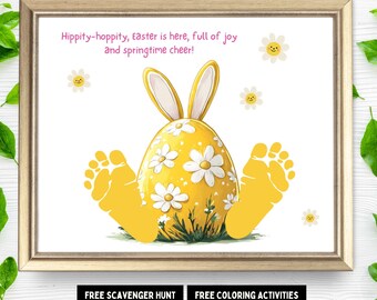 Bunny Handprint Art| Happy Easter Egg Handprint Craft| Baby Keepsake Kit| Preschool DIY Nana Gift| Memory Book| Toddler Daycare Art Activity
