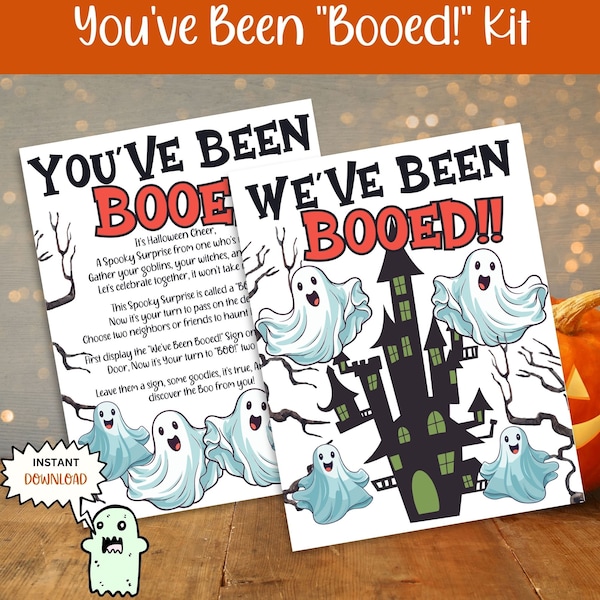 Youve Been BOOED Printable Halloween Tags|Spooky Surprise Boo Your Neighbors Game| We've Been Booed Printable Sign|Boo'd Gift or Treat Tags