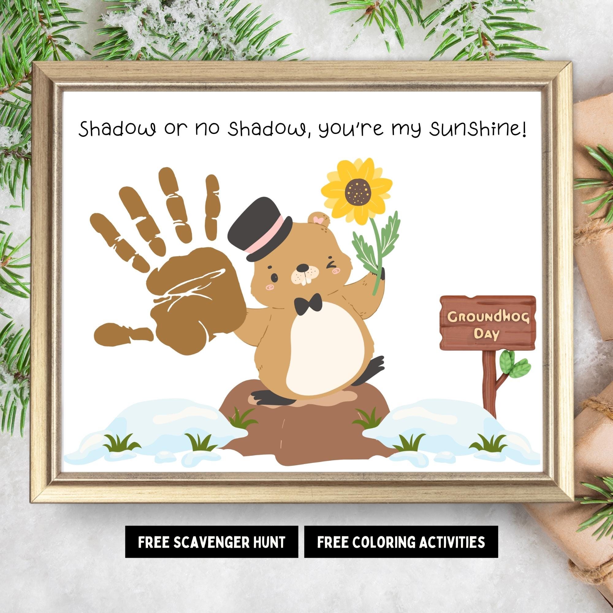 43 Must-Make February Crafts for Kids for Beating Boredom 5 Groundhog Day Handprint Craft Printable, Winter Footprint Art Kids…