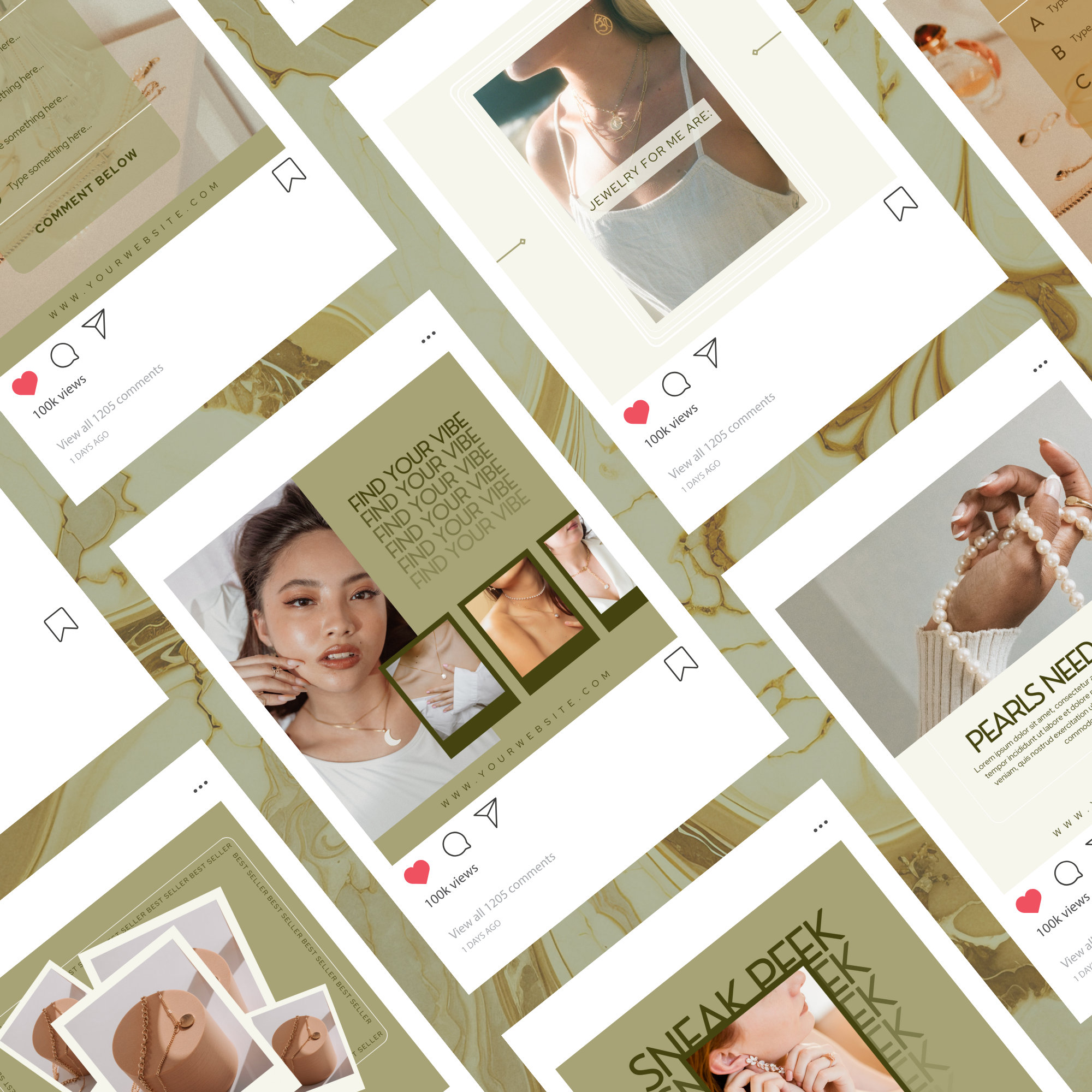 Jewelry Instagram Templates INSTANT DOWNLOAD Editable Canva Social ...