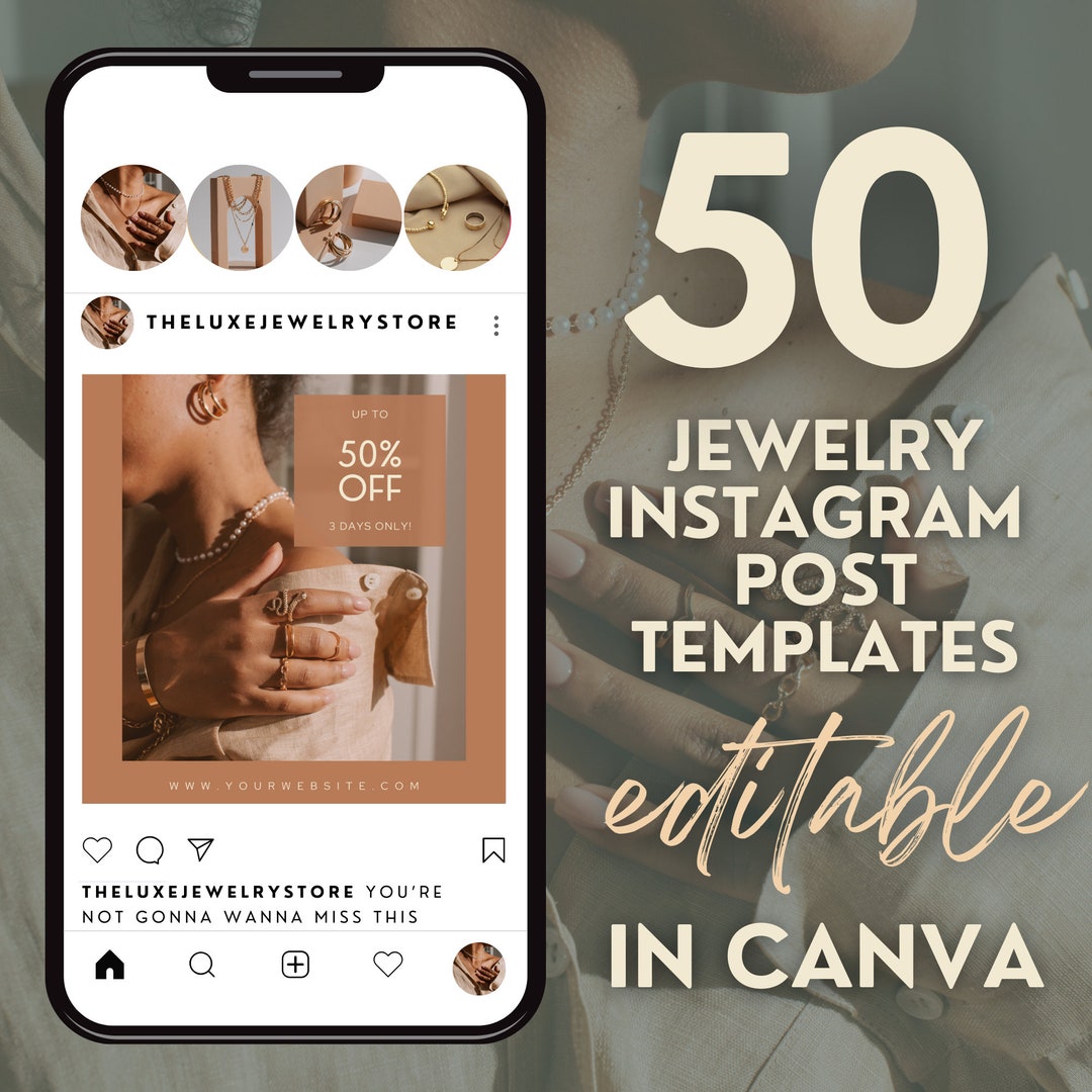 Jewelry Instagram Templates INSTANT DOWNLOAD Editable Canva Social ...