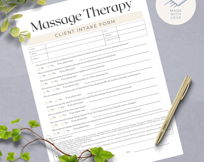 Massage Client Intake Form Template | Medical History Form ...