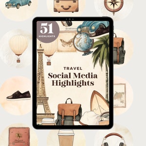 Boho Travel Instagram Highlight Covers INSTANT DOWNLOAD IG Story Highlights, Instagram Highlights, Travel Highlight Covers