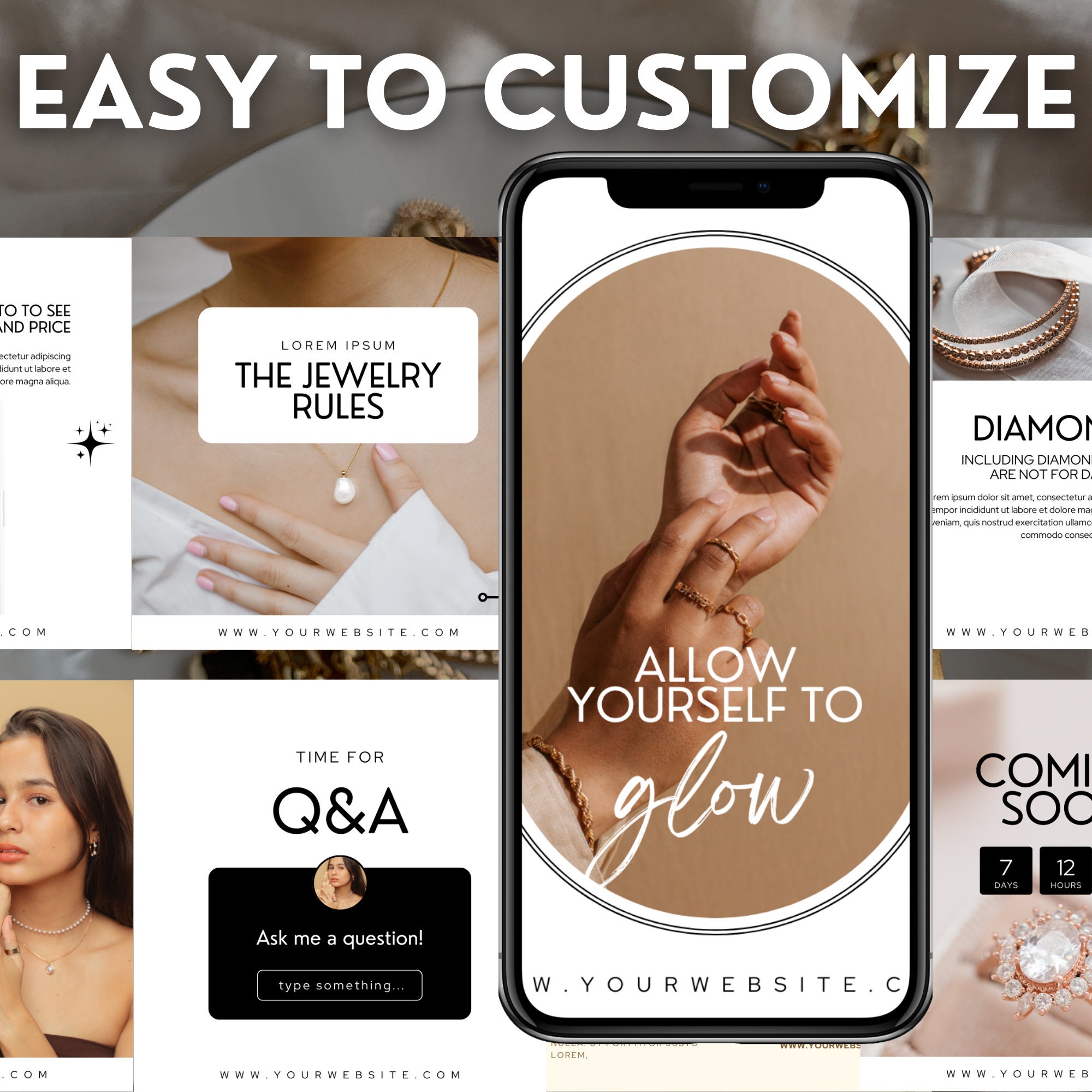 Jewelry Instagram Templates INSTANT DOWNLOAD Editable Canva Social ...