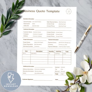 Business Quote Template Canva Printable, Estimate Template, Quotation Template, Business Template, Price Quote Template, Proposal Template