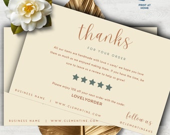 Aesthetic Business Thank You Card Template, Boho Design (Canva Editable, Digital Download)