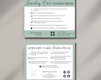 Plantilla de tarjeta de cuidado de joyería editable DESCARGA INSTANTE Inserciones de cuidado de joyería, Instrucciones de cuidado imprimibles, Negocio de joyería, Púrpura