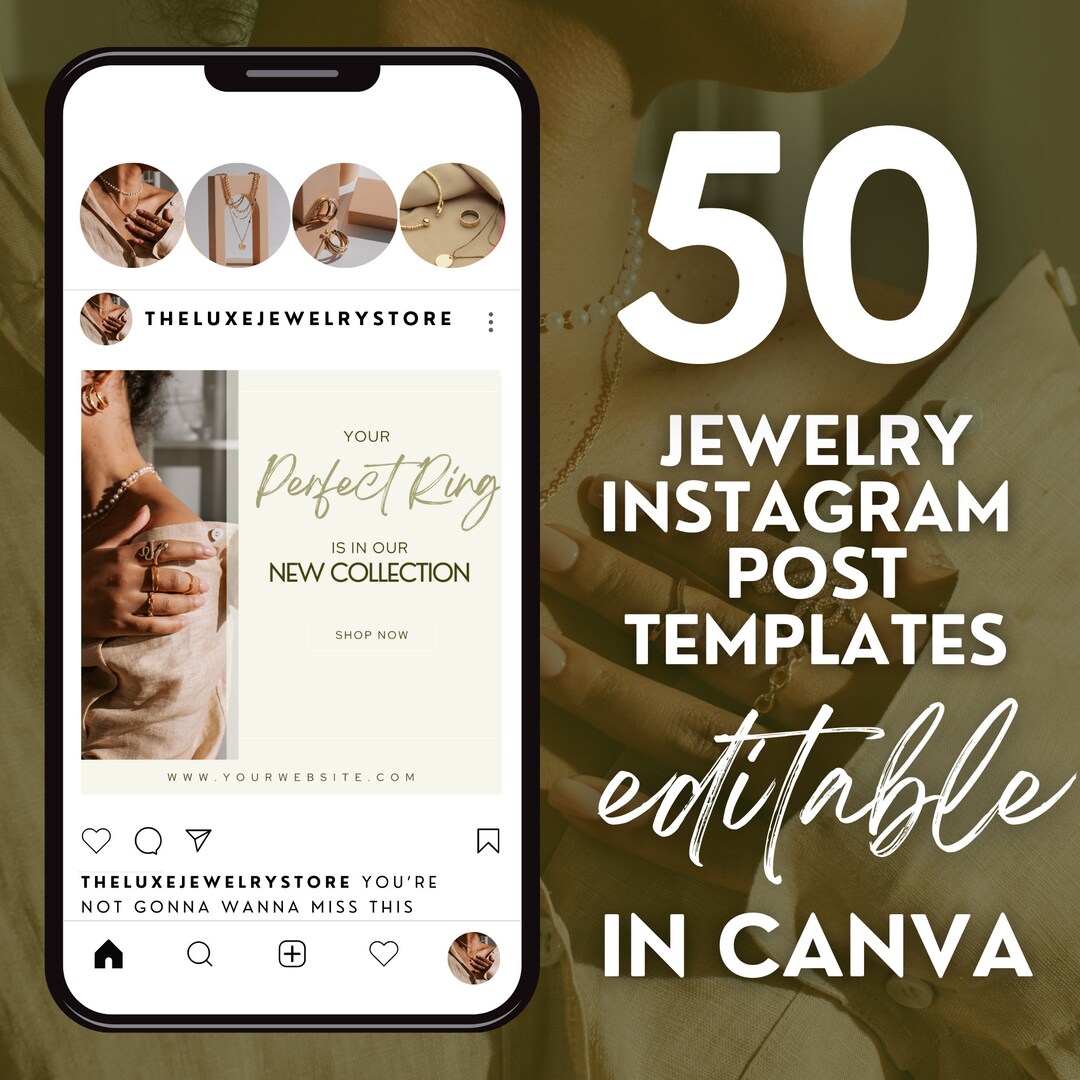 Jewelry Instagram Templates INSTANT DOWNLOAD Editable Canva Social ...