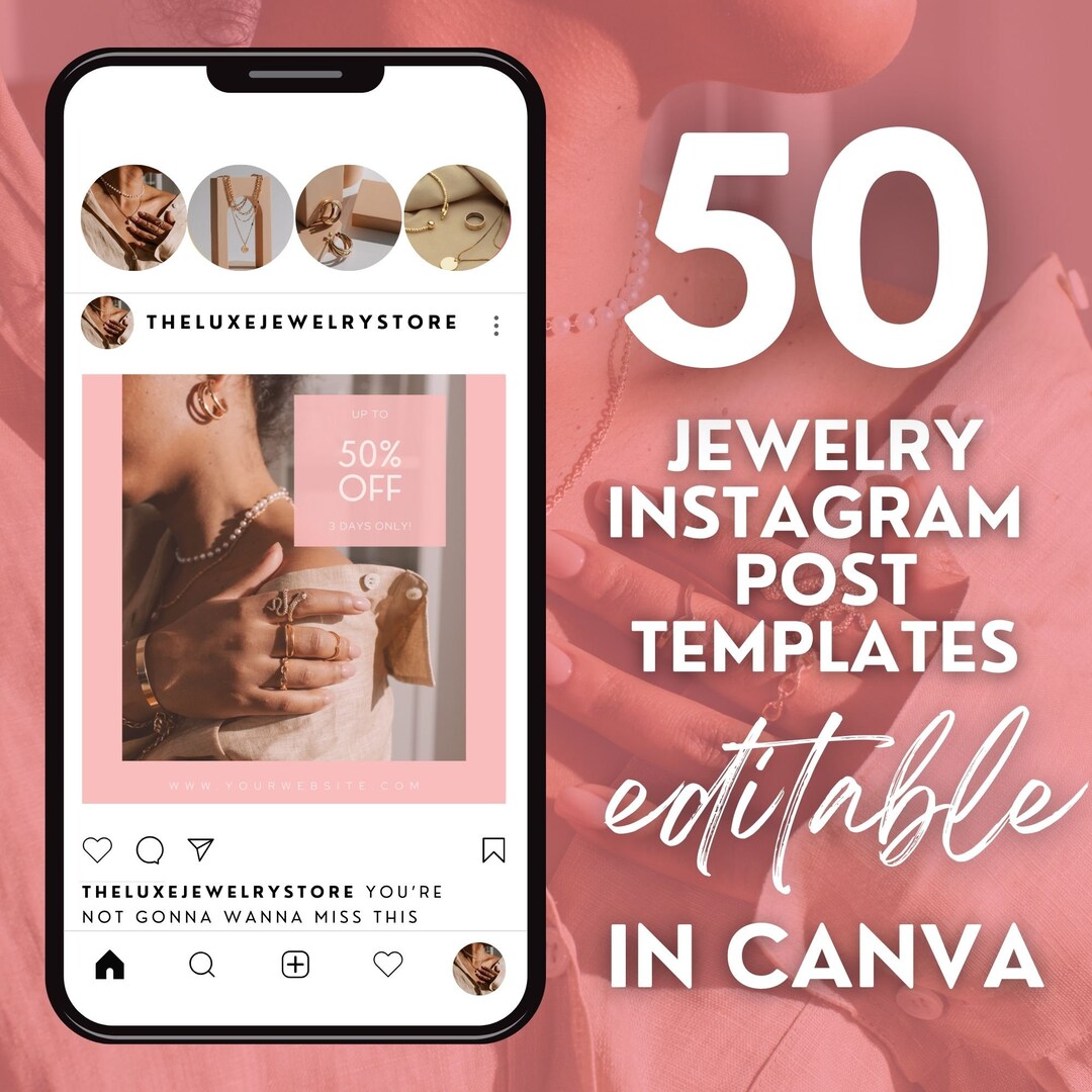 Jewelry Instagram Templates INSTANT DOWNLOAD Editable Canva Social ...
