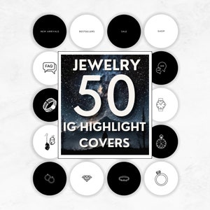 Instagram Highlight Covers Jewelry INSTANT DOWNLOAD Social Media Highlights, IG Story Cover, Editable Canva Template, Icons, Black - YTT004