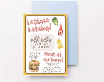 Summer Cookout Invitation, BBQ Invite, Grilling and Chilling Invitation, Invitation Template,  Editable Template