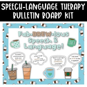 Speech Therapy Room Decor, Bulletin Board Kit, Coffee Theme, Instant Download, Speech-Language Pathology, Printable Classroom Decor