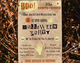 Halloween Costume Party Invitation: Editable Canva Template (Digital Download)