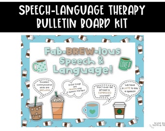 Speech Therapy Room Decor, Bulletin Board Kit, Coffee Theme, Instant Download, Speech-Language Pathology, Printable Classroom Decor