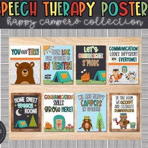 Speech Therapy Room Decor, Camping Theme Bulletin Board Poster, SLP Classroom Wall Art, Speech Pathology Office Decor, Printable Decorations