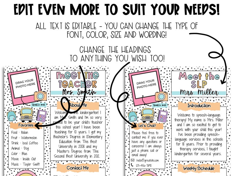 Meet The Teacher Template, Newsletter, Open House, Back to School, Classroom Decor, Pastel Colors, Editable Canva Template, Instant Download image 3