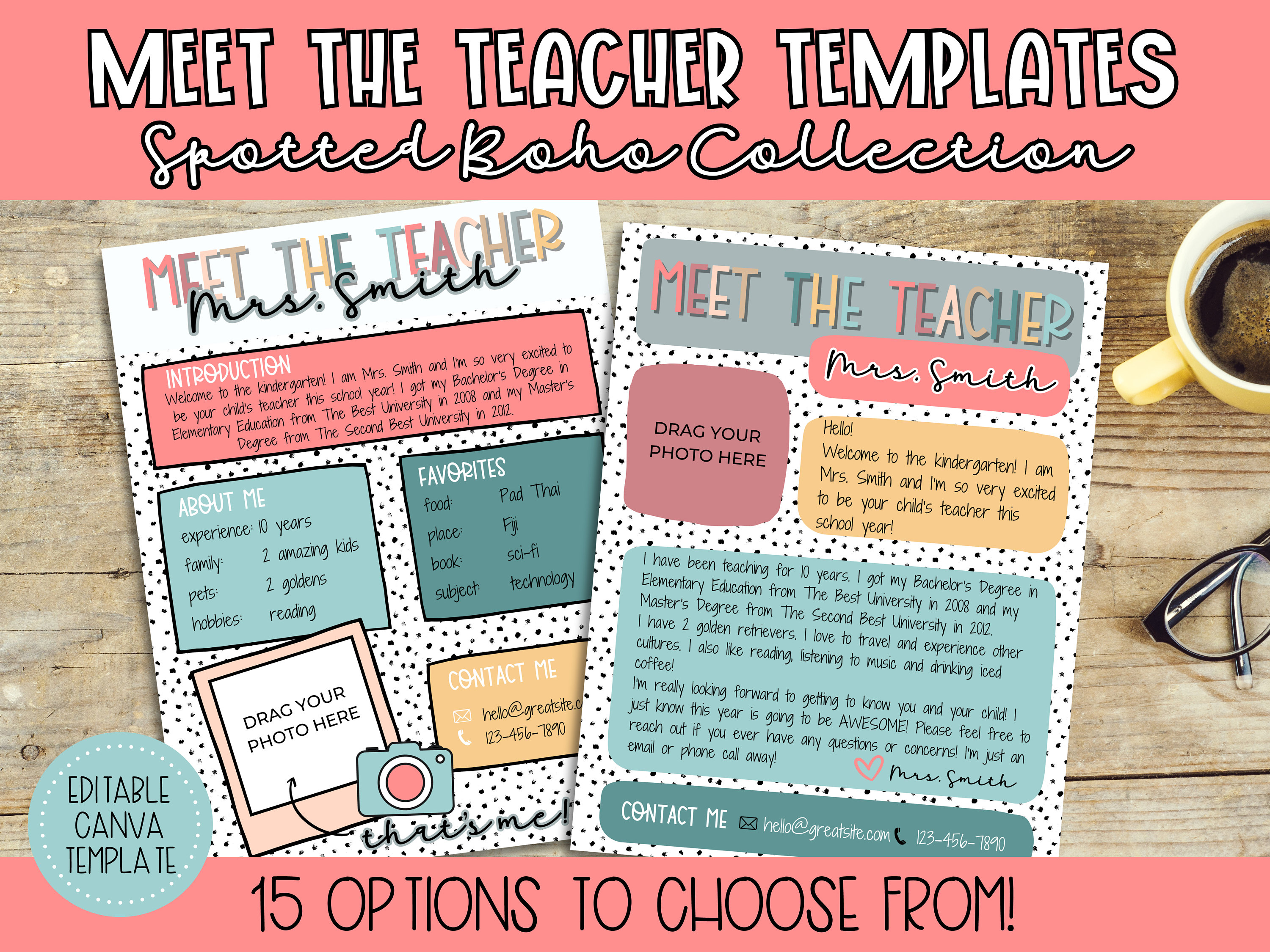 Boho Meet The Teacher-sjabloon: bewerkbare nieuwsbrief (canva, direct downloaden)