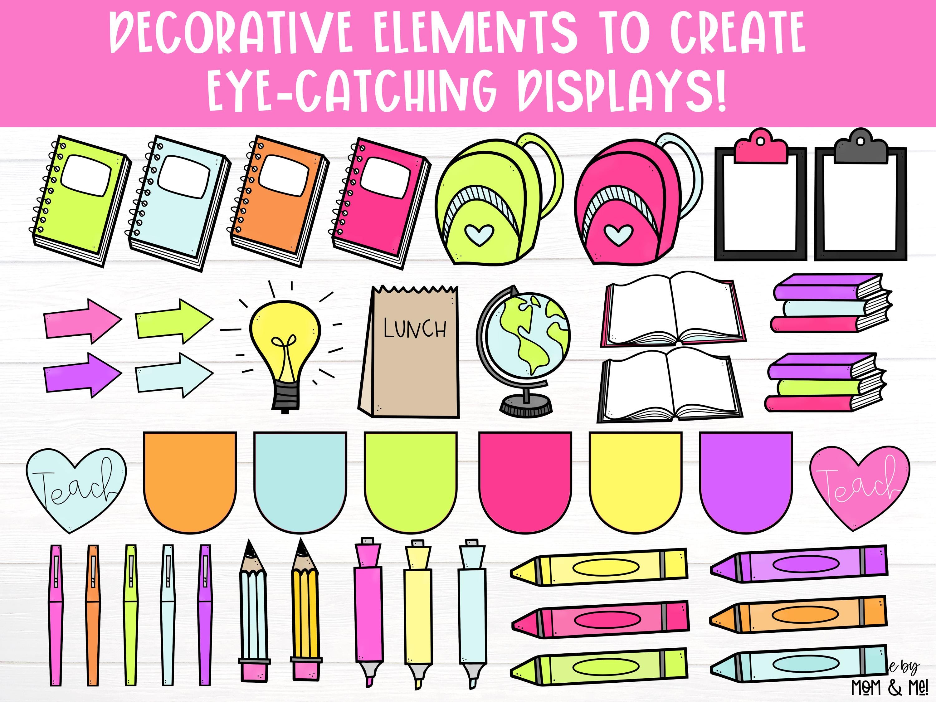 Back to School Bulletin Board, Bright Classroom Decor, Composition ...