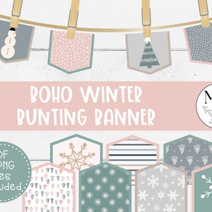 Winter Bulletin Board, Printable Bulletin Board Decor, Bunting Banner ...