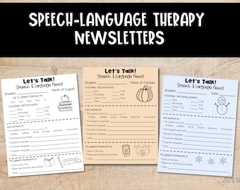 Speech Therapy Printable Newsletters, SLP or SLPA Parent Note, Communication Note to Home, Speech Language Pathology, instant Download