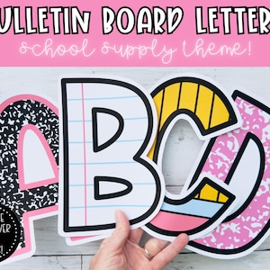 School Supply Bulletin Board Alphabet Letters Classroom Decor Teacher Printable Seasonal Decor for Education Back to School Classroom Theme