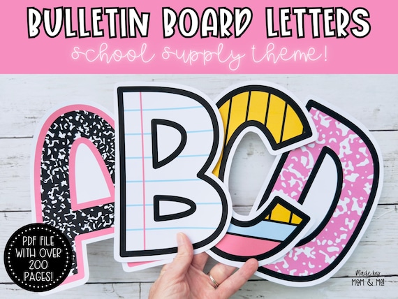 School Supply Bulletin Board Alphabet Letters Classroom Decor Teacher Printable Seasonal Decor for Education Back to School Classroom Theme