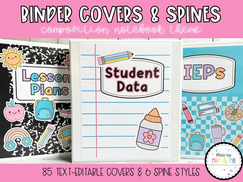 Editable Composition Notebook Binder Covers: Teacher Classroom Decor ...