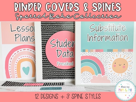 Editable Binder Covers & Spines, Boho Classroom Decor, Printable Teacher Resource, Back to School, Canva Template, Instant Download