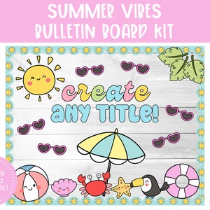 Tablón de anuncios de verano, fin de año escolar, cuenta regresiva de verano, tablón de anuncios de playa, decoración de aula de temporada, kits de decoración de puertas de maestros