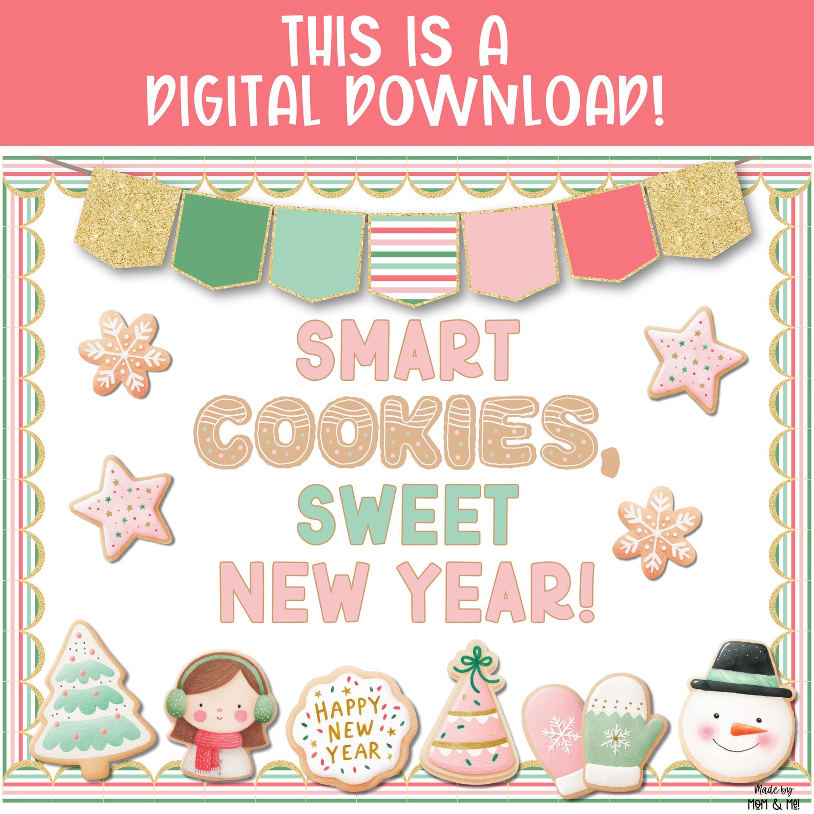 Printable New Years January Bulletin Board Kit, Seasonal Winter ...
