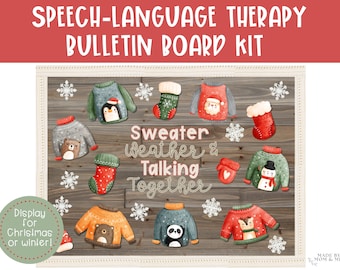 Speech Therapy Room Decor, Christmas Bulletin Board Kit, Winter Classroom Decor, Printable Classroom Holiday Decor, Instant Digital Download