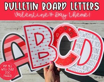 Valentine’s Day Bulletin Board Letters, February Classroom Decor Printable for Teachers