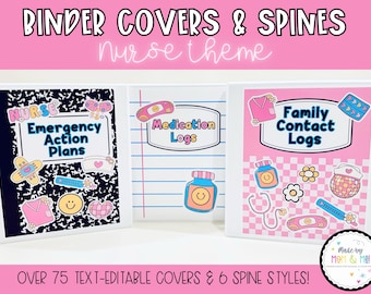Edytowalny segregator medyczny z 3 pierścieniami, okładka na zeszyt szkolny dla pielęgniarki, do druku, segregator dla ucznia pielęgniarstwa, asystent medyczny, organizacja ratownictwa medycznego