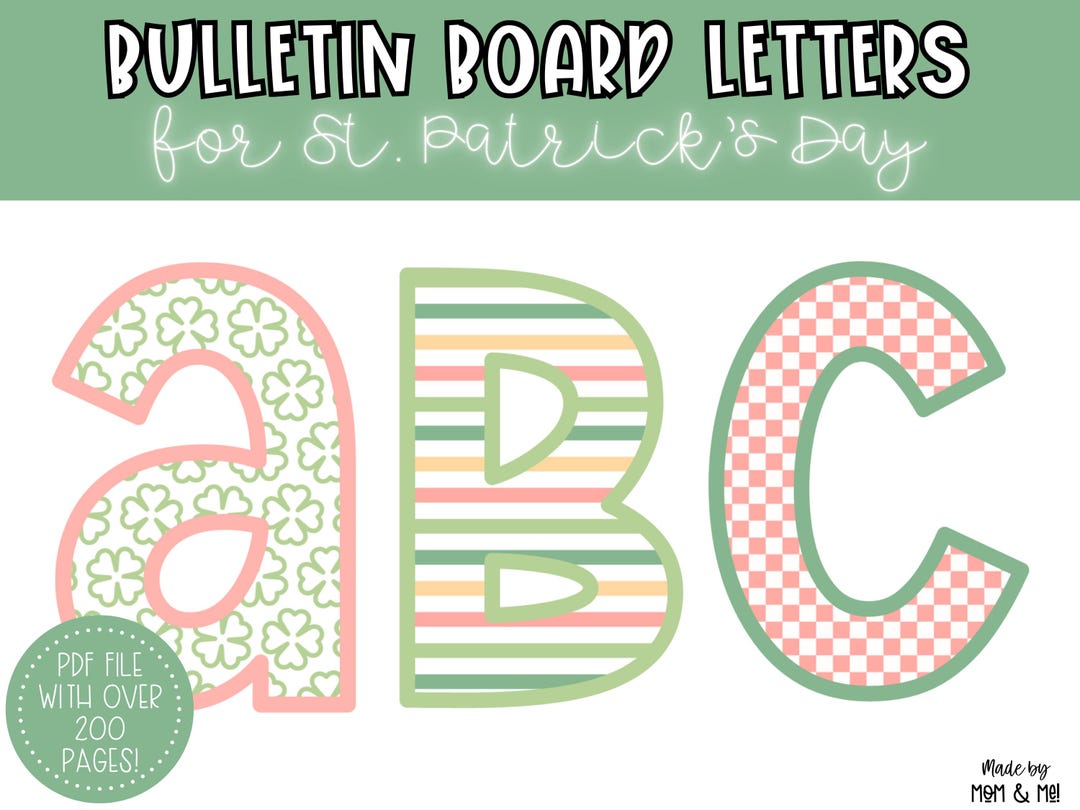 St Patrick's Day Bulletin Board Alphabet Letters, Classroom Decor ...