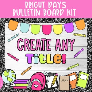 Back to School Bulletin Board, Bright Classroom Decor, Composition Notebook Classroom Theme, Canva Template, Instant Download for Teachers
