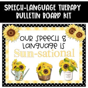 Speech Therapy Room Decor, Fall Bulletin Board Kit, Instant Download, Autumn Sunflower Theme, Speech-Language Pathology, Printable Decor